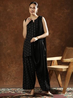 Women Cotton Printed Notch Neck Straight Kurti Farshi Salwar with Dupatta