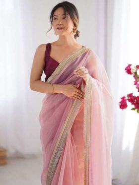 Women Net Embellished Party Wear Saree