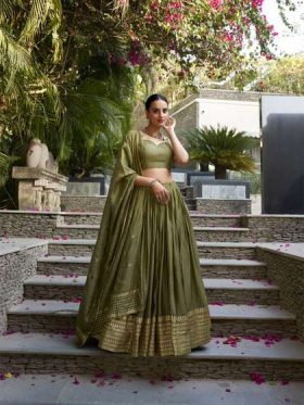 Floral Woven Design Ready to Wear Lehenga & Unstitched Blouse With Dupatta