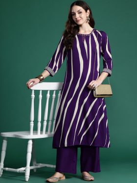 Printed Beads and Stones Kurta with Palazzos