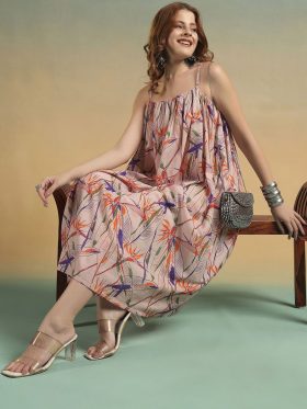 Women Floral Printed A-Line Pure Cotton Kurta With Trousers