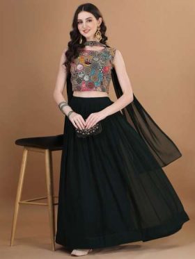 Embroidered Thread Work Ready to Wear Lehenga & Blouse With Dupatta