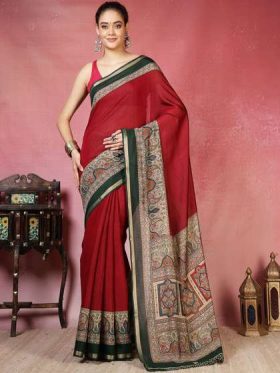 Solid Ethnic Motifs Art Silk Saree