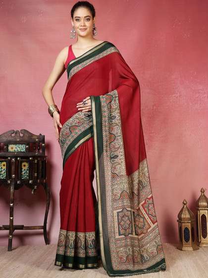 Solid Ethnic Motifs Art Silk Saree
