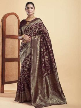 Woven Design Zari Silk Blend Banarasi Saree